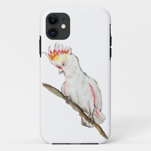 Coques Case-Mate iPhone Dessin d'aquarelle d'un perroquet de cacatoès (Dos)