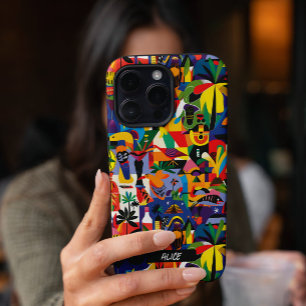 Coque iPhone 16 Pro Dessin d'art coloré et amusant Doodon personnalisé