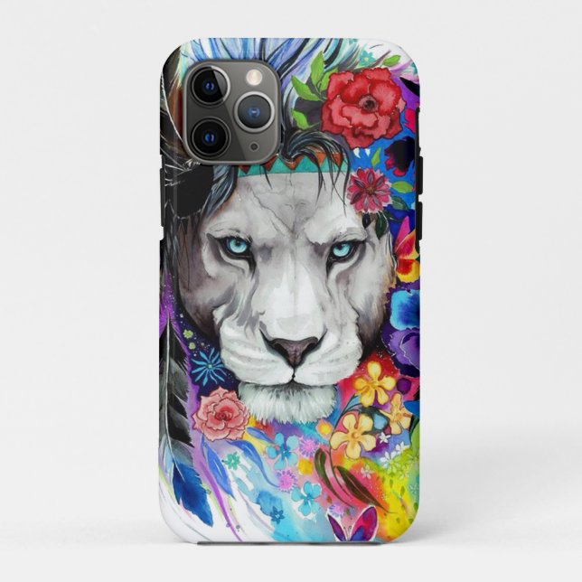 Coques Case-Mate iPhone Dessin d'art tableau représentant le lion (Dos)