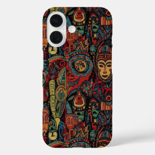 COQUE POUR iPhone 16 DESSIN D'ART TRIBAL AFRICAIN