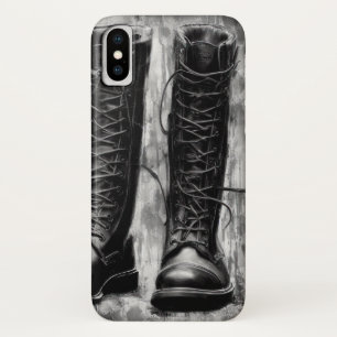 Case-Mate iPhone Case Dessin de bottes noires à lacets pour motard robus
