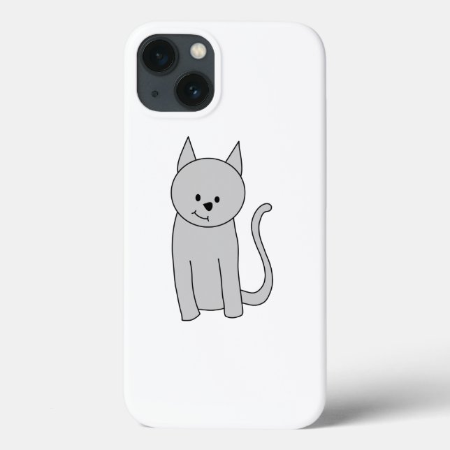 Coques Case-Mate iPhone Dessin de chat gris. (Verso)
