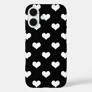 Coque Pour iPhone 16 Dessin de coeurs adorables noir blanc