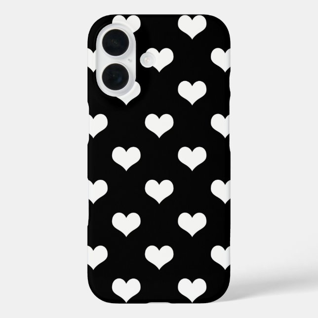 Coques Case-Mate iPhone Dessin de coeurs adorables noir blanc (Verso)