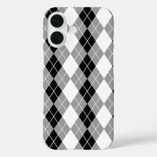 Coque Pour iPhone 16 Dessin de diamant Argyle gris noir blanc