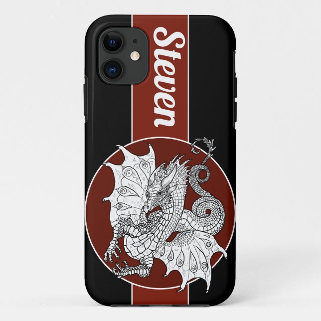 Coques Case-Mate iPhone Dessin d'encre style Art Nouveau Dragon (Dos)