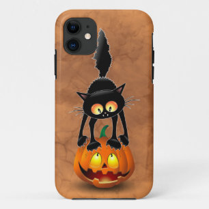 Case-Mate iPhone Case Dessin d'Halloween au chat effrayé sur Citrouille
