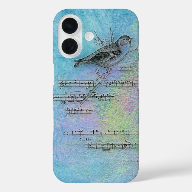 Coques Case-Mate iPhone dessin d'oiseaux et de musique sur l'aquarelle (Verso)