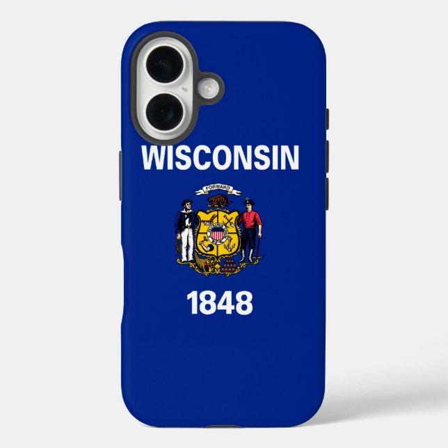 Coques Case-Mate iPhone Dessin du drapeau de l'État du Wisconsin (Verso)