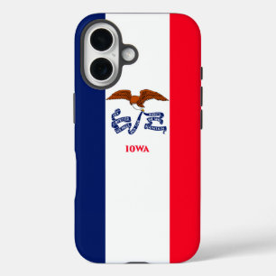 Coque Pour iPhone 16 Dessin du drapeau de l'Iowa