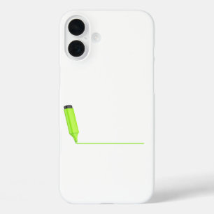 Coque Pour iPhone 16 Plus Dessin d'une ligne droite avec un surligneur vert