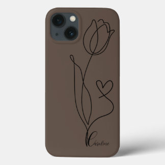 Case-Mate iPhone Case dessin fleur noire coeur rose téléphone personnali