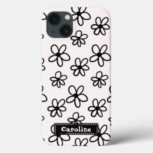 Case-Mate iPhone Case dessin floral noir et blanc téléphone personnalisé