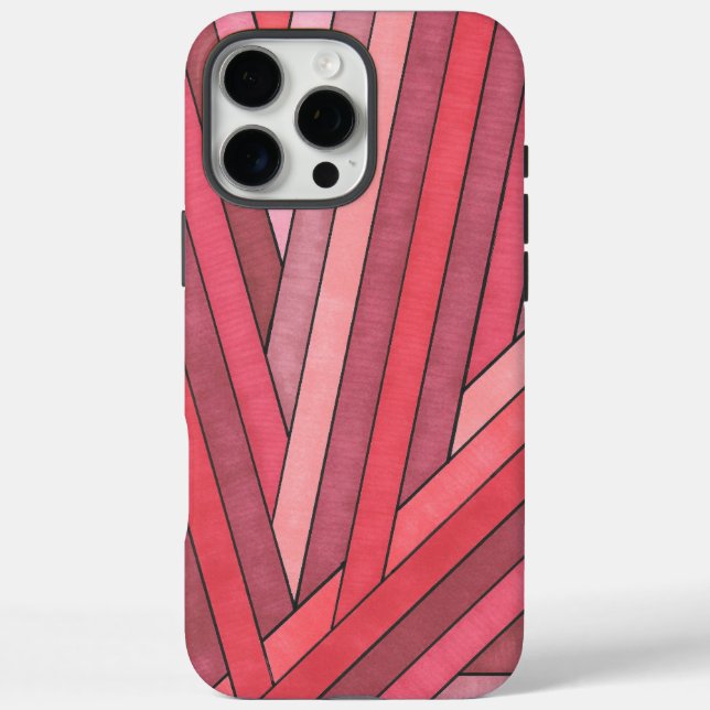 Coques Case-Mate iPhone Dessin géométrique à rayures rouges peintes à la m (Verso)
