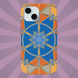 Coque Case-Mate iPhone Dessin Mandala bleu orange et jaune