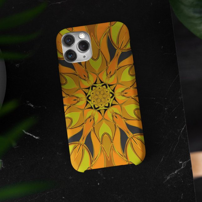 Coques Case-Mate iPhone Dessin Mandala Fleur jaune orange et bleu (Créateur téléchargé)