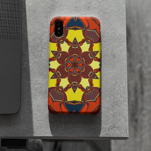 Case-Mate iPhone Case Dessin Mandala Fleur jaune orange et bleu