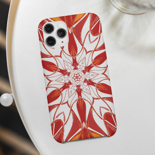 Case-Mate iPhone Case Dessin Mandala Fleur rouge orange et blanc