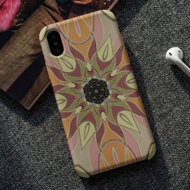 Coques Case-Mate iPhone Dessin Mandala Fleur rouge orange et jaune (Créateur téléchargé)