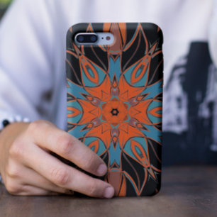 Case-Mate iPhone Case Dessin Mandala Flower bleu orange et noir