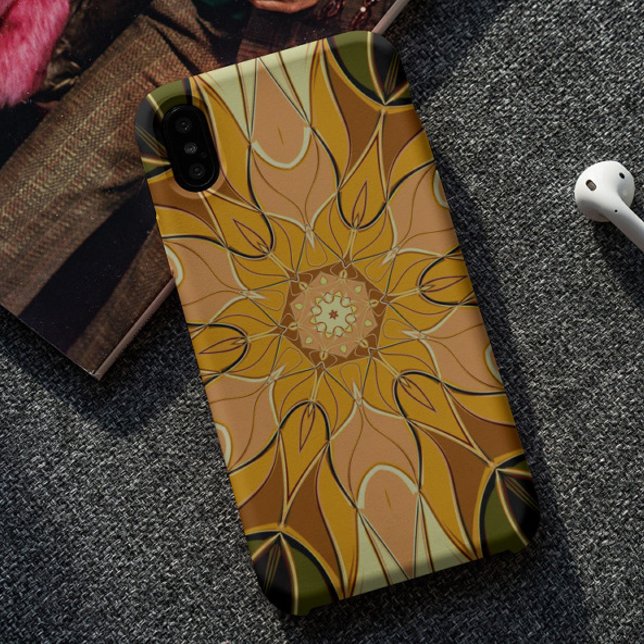 Coques Case-Mate iPhone Dessin Mandala Flower orange et vert (Créateur téléchargé)