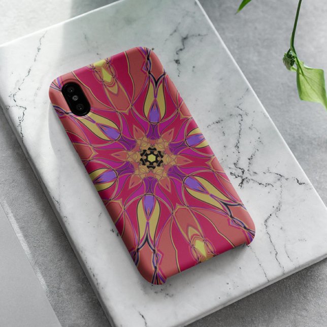 Coques Case-Mate iPhone Dessin Mandala Flower rose jaune et violet (Créateur téléchargé)