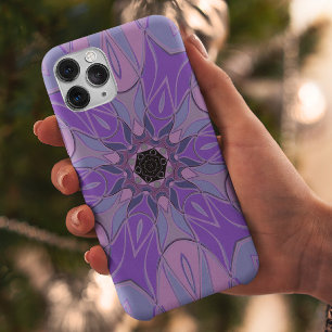 Case-Mate iPhone Case Dessin Mandala Flower violet rose et bleu