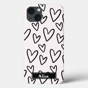 Case-Mate iPhone Case dessin mignon noir blanc coeur amour personnalisé