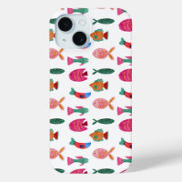 Dessin sans couture de petits poissons colorés mig