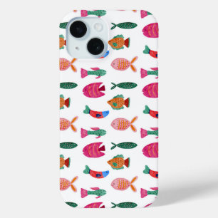 Coque Case-Mate iPhone Dessin sans couture de petits poissons colorés mig