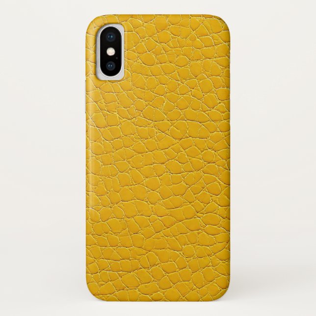 Coques Case-Mate iPhone Dessin Texturé Moderne en Cuir Synthétique Jaune (Dos)