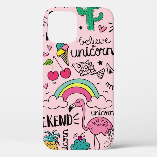 Coques Case-Mate iPhone Dessins mignons sur motif extensible rose (Verso)