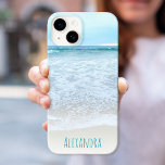 Coque Case-Mate iPhone Détente California Ocean Beach Waves Photo personn<br><div class="desc">Détendez-vous en regardant les vagues entrer et sortir. Respire, explorer, et profiter de la solitude d'une plage de Californie vide avec cette étonnante photographie bleu pastel et blanc de la mousse océanique personnalisées boîtier de téléphone portable nom. Fait un grand cadeau pour quelqu'un spécial! Il suffit de taper le nom...</div>