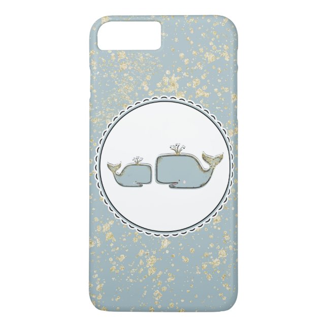 Coques Case-Mate iPhone Deux baleines marines Boutique Blue & Gold (Dos)