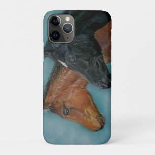 Coque Case-Mate Pour iPhone Deux bébés chevaux noir poulain noir portrait de p