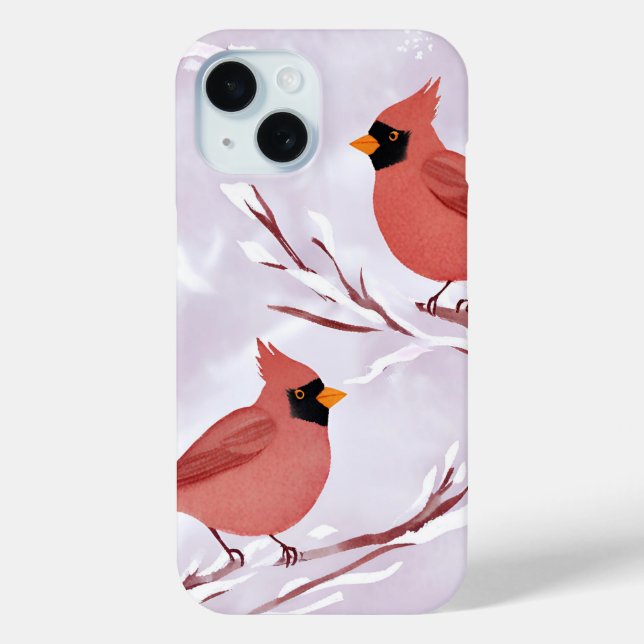 Coques Case-Mate iPhone Deux cardinaux rouges | Souvenir à l'aquarelle (Verso)