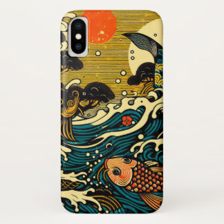 Case-Mate iPhone Case Deux carpes japonaises arbre pin soleil art sur bo