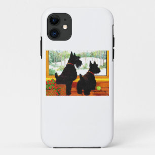 Coques Pour iPhone Deux Chiens écossais à Noël