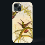 Coques Pour iPhone Deux colibris colorés visant pour la même fleur<br><div class="desc">L'artiste John Gould était passionné au sujet des oiseaux. Dans ce dessin coloré,  les deux colibris et la fleur sont représentés admirablement. Les détails en ces beaux-arts colorés enchanteront n'importe quel amant d'art.</div>