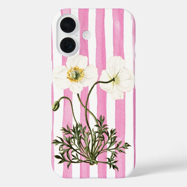 Coques Case-Mate iPhone Deux coquelicots blancs sur des rayures de denim r (Verso)