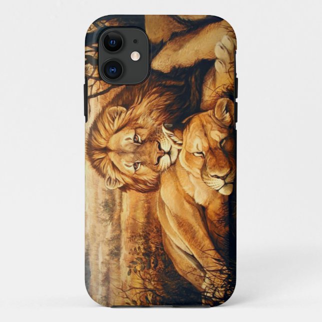 Coques Case-Mate iPhone Deux couples de lion (Dos)
