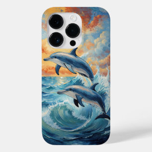 Coque Case-Mate iPhone Deux dauphins de saut artistique Coucher de soleil