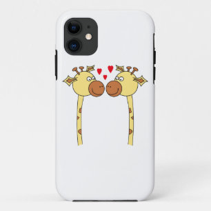 Coque Case-Mate Pour iPhone Deux girafes avec les coeurs rouges d'amour. Bande