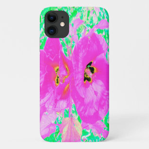 Case-Mate iPhone Case Deux Hibiscus de Plum Rose Hot Crazy sur Lime Gree