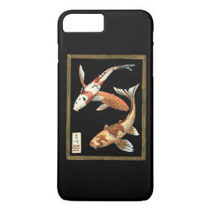 Coque iPhone 7 Plus Deux Japonais Koi Goldfish sur un Arrière - plan n