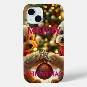 COQUE Case-Mate iPhone DEUX POODLES FÊTANT NOËL