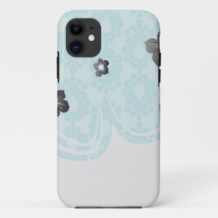 Coque iPhone 11 deux tons joli bleu fleuri damer