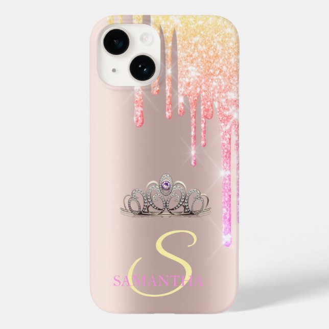 Coques Case-Mate iPhone Diadème Élégant Chic Drips de Glitter  (Verso)