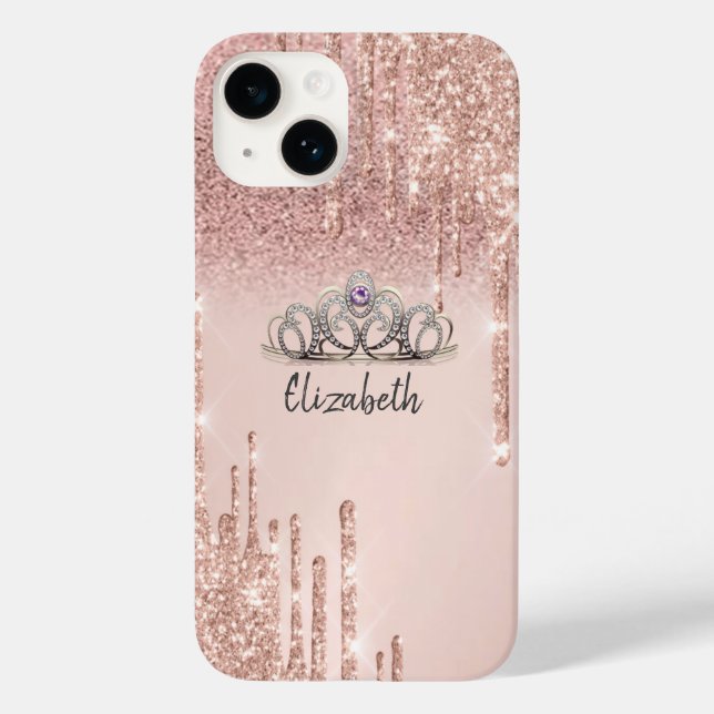 Coques Case-Mate iPhone Diadème Ombré à Paillettes de Rose Gold Moderne (Verso)