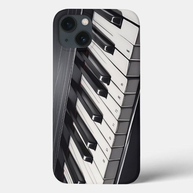 Coques Case-Mate iPhone Diagonale Noir & Blanc Piano Clavier Perspective (Verso)